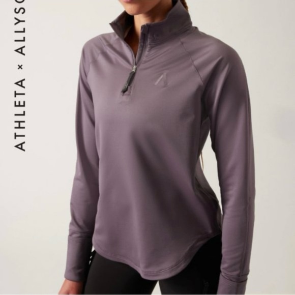 Athleta x Allyson Felix Heather Gray Quarter-Zip Long Sleeve Top Size XL - Picture 1 of 12